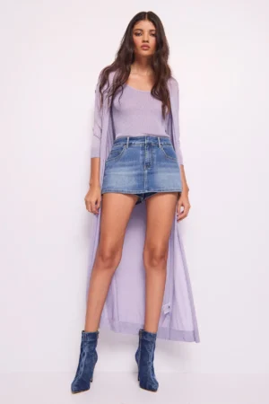 Cárdigan lila de punto lurex